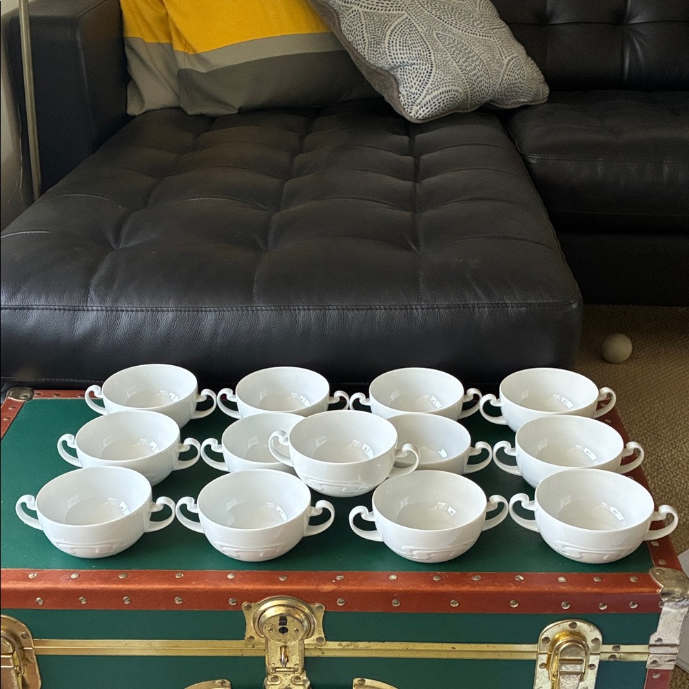 Rosenthal Studio-Linie Germany White Ceramic Soup Bowls with Handles - Set of 13
